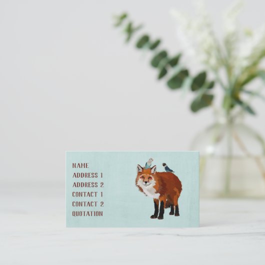 FOX- EN INDIGO BIRDS-Visitekaartje Visitekaartje (Staand voorkant)
