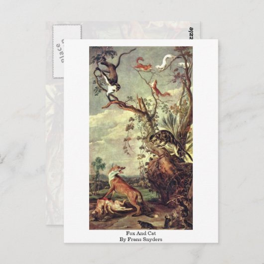 Fox en kat van Frans Snyders Briefkaart (Voorkant / Achterkant)