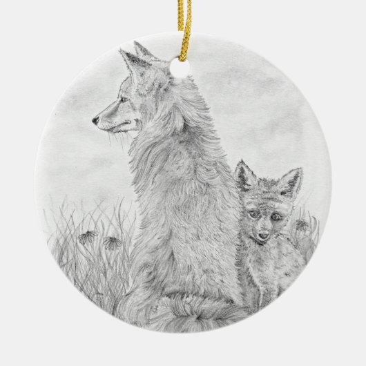 Fox en Kit Keramisch Ornament (Voorkant)