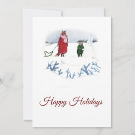 Fox en konijnenillustratie Prettige feestdagen