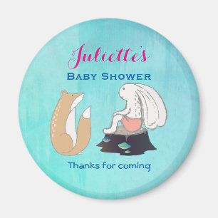 Fox en konijnenvlees Baby shower Dank je wel Magneet
