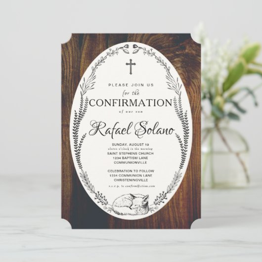 Fox en Laurel bevestiging uitnodiging (Staand voorkant)