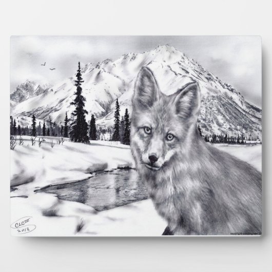 Fox en Mountains Plaque Fotoplaat (Voorkant)