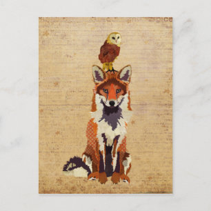 FOX- EN OWL-Briefkaart Briefkaart