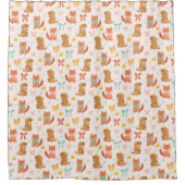 Fox en Puppy Patroon Douchegordijn (Voorkant)