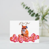 Fox en Rozen Funny Art Custom Briefkaart (Staand voorkant)