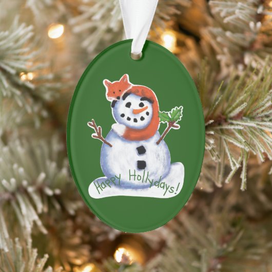 Fox en Snowman Friends Kerstmis Ornament (Boom)