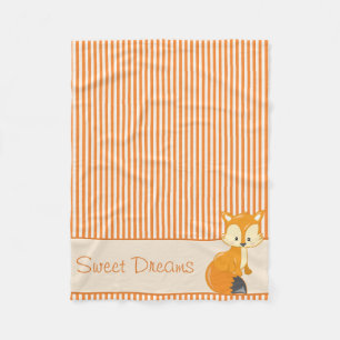 Fox- en Tan- en Oranje strepen   Gepersonaliseerd Fleece Deken