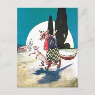 Fox en Weasel onder de volle maan Briefkaart