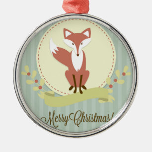 Fox en Wreath Metalen Ornament