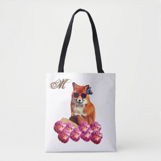 Fox et art Rose Sac fourre-tout personnalisé (Devant)