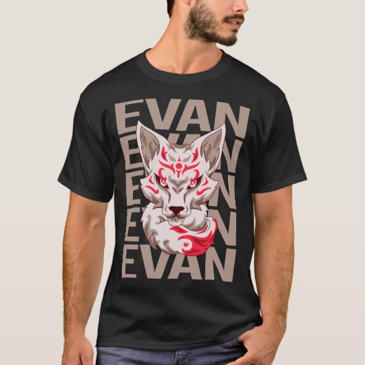 Fox Face - Evan Name T-shirt (Voorkant)
