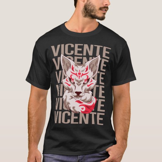 Fox Face - Vicente naam T-shirt (Voorkant)