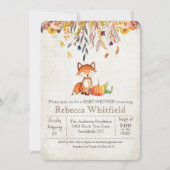 Fox Fall Leaves Pumpkin Baby shower Invitation Kaart (Voorkant)