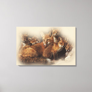 Fox familie canvas afdruk