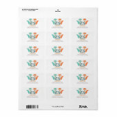 Fox Famille Étiquette de adresse avec 4 Fox (Feuille entière)