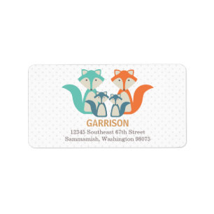 Fox Family Address Label met 4 Fox