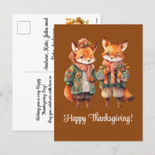 Fox Family Happy Thanksgiving Feestdagenkaart