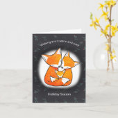 Fox Family of three Warm & Cozy Kerstfeestdag Kaart (Gele Bloem)