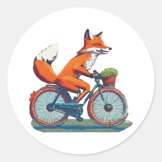 Fox-fiets Ronde Sticker (Voorkant)