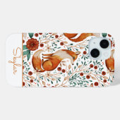Fox Floral Botanische Patroon Script Naam Case-Mate iPhone Case (Achterkant (horizontaal))