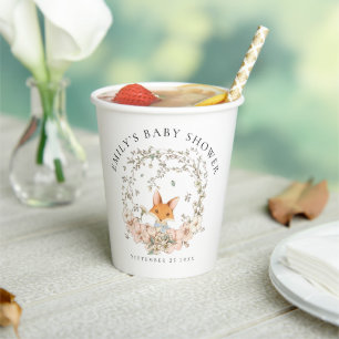 Fox Foliage Naam Datum Baby shower Papieren Bekers