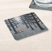 Fox Forest Art Vierkante Kartonnen Onderzetter (Schuin)