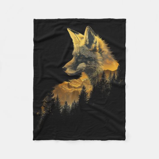 Fox Forest Nature Lover Mountains Hiking Camping H Fleece Deken (Voorkant)