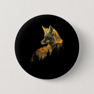Fox Forest Natuur Lover Mountains Wandelen Camping Ronde Button 5,7 Cm
