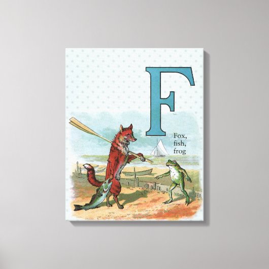 Fox Frog Vist Antiek illustratie Canvas Afdruk (Voorkant)