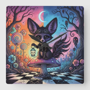 Fox gedeeld door de Twilight Realms Vierkante Klok