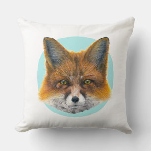 Fox gezicht op bleek blauw - Schilderen in acryl Kussen