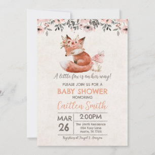 Fox Girl Baby shower Woodland Rustic Invitation
