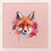 Fox Glass Coaster Glazen Onderzetter (Voorkant)