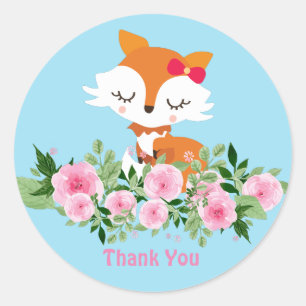 Fox Glossy Classic Round Sticker