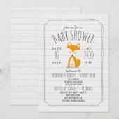 Fox Grey Wood Baby shower Kaart (Voorkant / Achterkant)