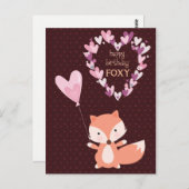 Fox Happy Birthday Foxy Briefkaart (Voorkant / Achterkant)