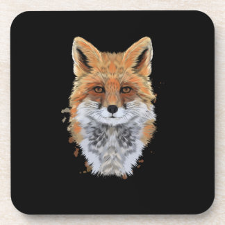 fox head portret van splash waterverf bier onderzetter