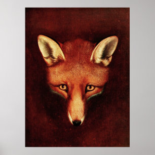 Fox Head  Print Antiek Dierenillustratie