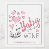 Fox Hearts Baby shower Étiquette de vin (Étiquettes simples)