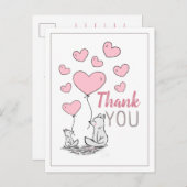 Fox Hearts Baby shower Merci carte postale (Devant / Derrière)