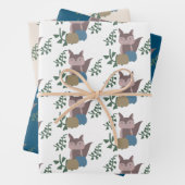 Fox Herfst Pumpkins Blue Beige Boho Inpakpapier Vel (In situ)