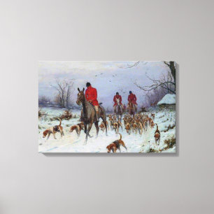 Fox Hunt Huntsmen en Hounds die naar huis terugker Canvas Afdruk