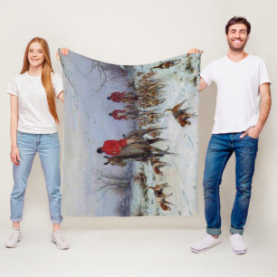 Fox Hunt Huntsmen en Hounds die naar huis terugker Fleece Deken