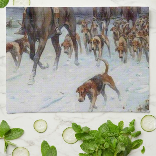 Fox Hunt Huntsmen en Hounds die naar huis terugker Theedoek (Gevouwen)