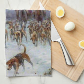 Fox Hunt Huntsmen en Hounds die naar huis terugker Theedoek (Quarter Fold)