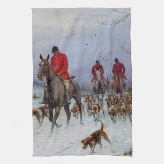 Fox Hunt Huntsmen en Hounds die naar huis terugker Theedoek (Verticaal)