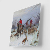 Fox Hunt Huntsmen en Hounds die naar huis terugker Vierkante Klok (Hoek)