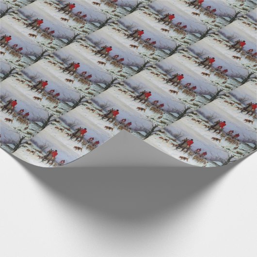 Fox Hunt Huntsmen Hounds die thuiswinter terugkeer Cadeaupapier (Hoek)