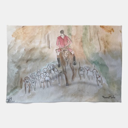 Fox Hunting Scene Tea Towel (keukenhanddoek) Theedoek (Horizontaal)